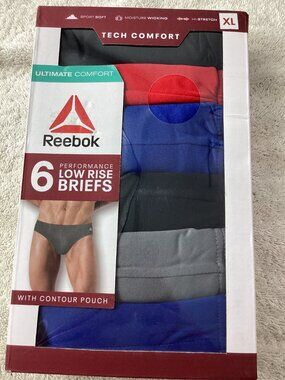 Reebok 6-Pack Mens Performance Low Rise Briefs*Contour Pouch XL*Soft Stretch*NWB